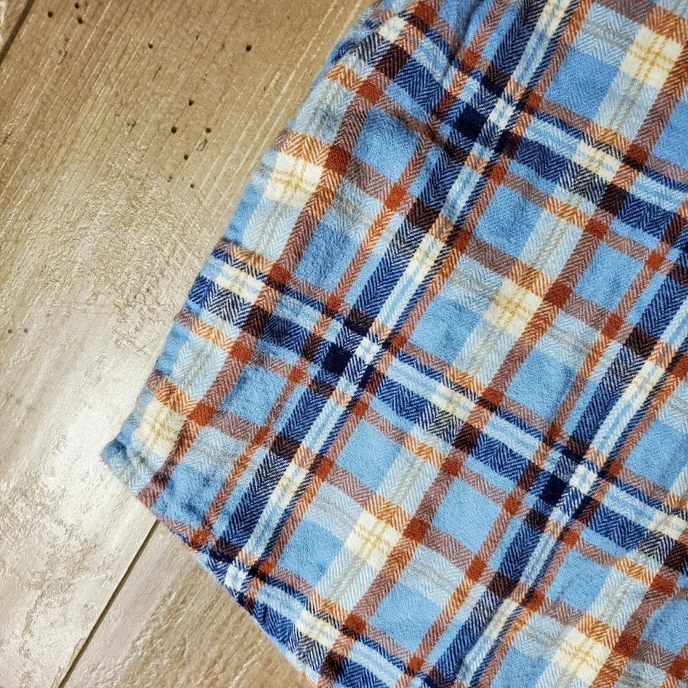 OshKosh B'gosh Blue Plaid Flannel Button Down Shirt Toddler Boy Size 3T EUC